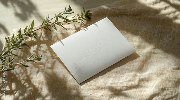 Obraz Blank Notecard Mockup on Linen