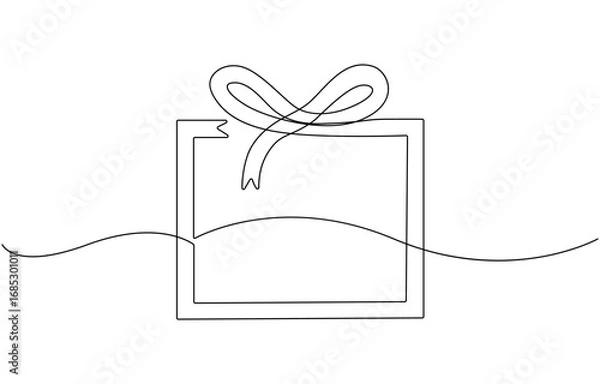 Obraz Hand drawn gift bow continuous one line icon.