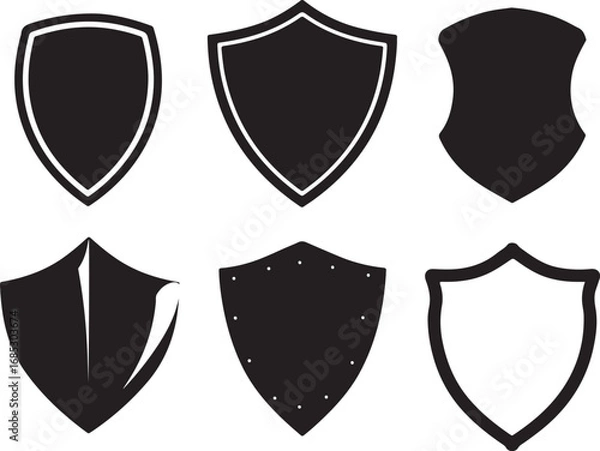 Fototapeta Black Shield Silhouettes for Design