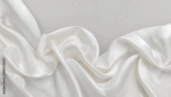 Fototapeta Elegant White Silk Fabric with Flowing Drapes and Luxurious Texture
