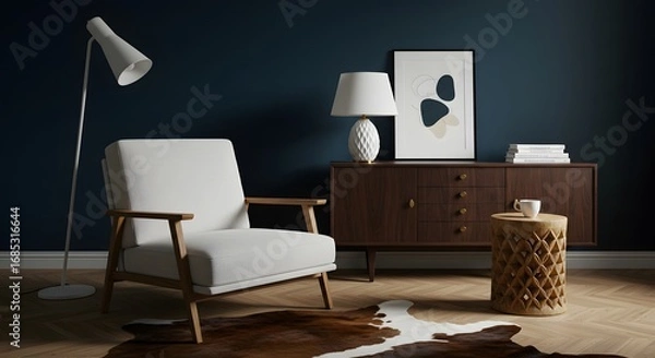 Fototapeta Modern Living Room Interior with Armchair and Decor