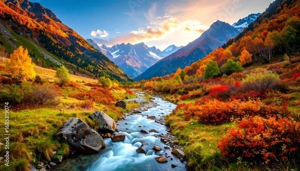 Fototapeta Autumnal mountain stream (1)