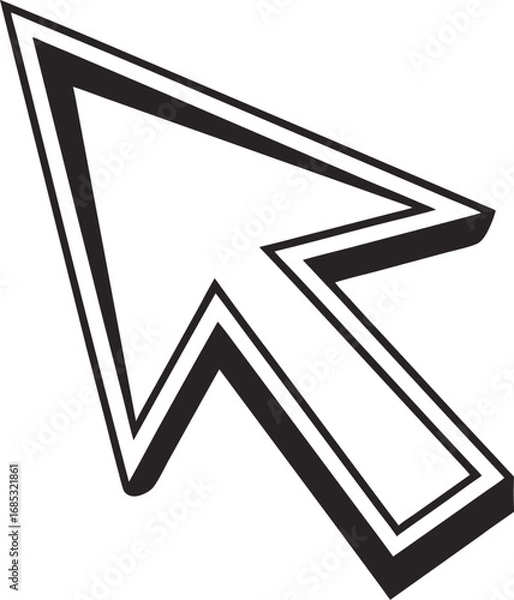 Fototapeta 3D Bold Arrow Cursor Vector Icon – Computer Pointer for Navigation and Click Design