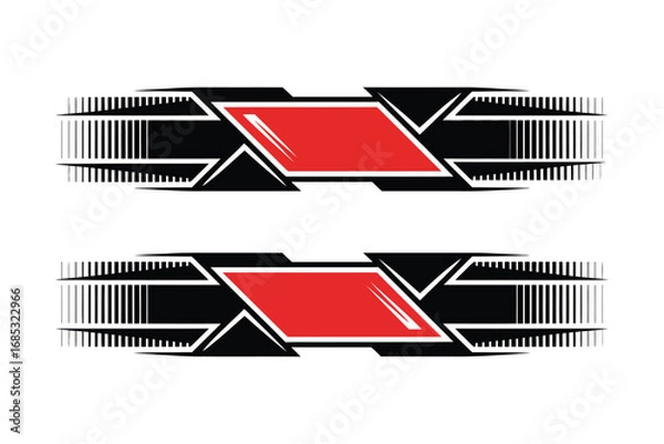 Fototapeta Car Stickers and Racing Stripes Vector Template Collection – Sporty Vehicle Body Decals for Auto Modification, Custom Wraps, Tuning Graphics, and High-Speed Design Projects