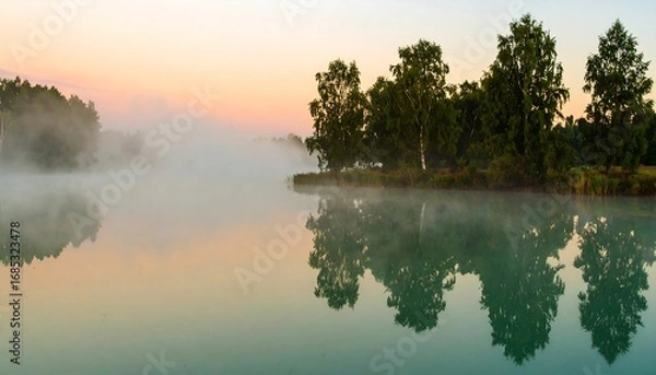 Obraz Misty morning over a tranquil lake