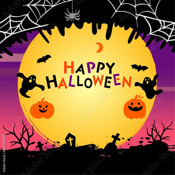 Fototapeta かわいいハロウィン　背景イラスト