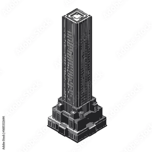 Obraz A stark, isolated, black metal monument to the world war resembles a metronome or an office stapler