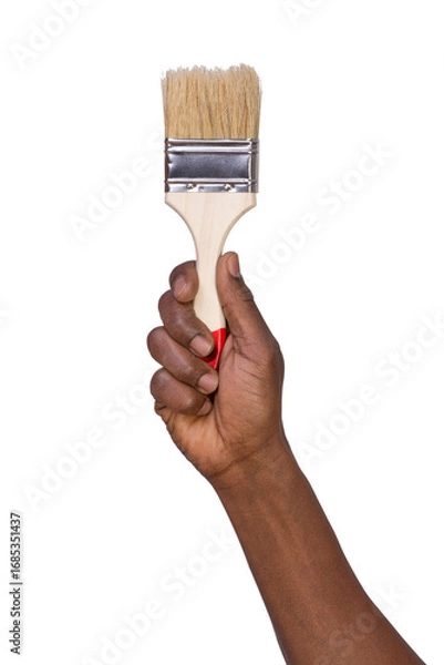 Fototapeta Man holding a paint brush  isolated on transparent or white background	