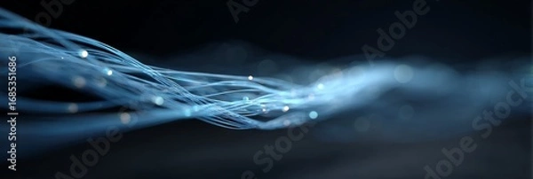 Fototapeta Dynamic light streams and digital particles illuminating technological landscape, symbolizing emerging ai innovation and computational energy