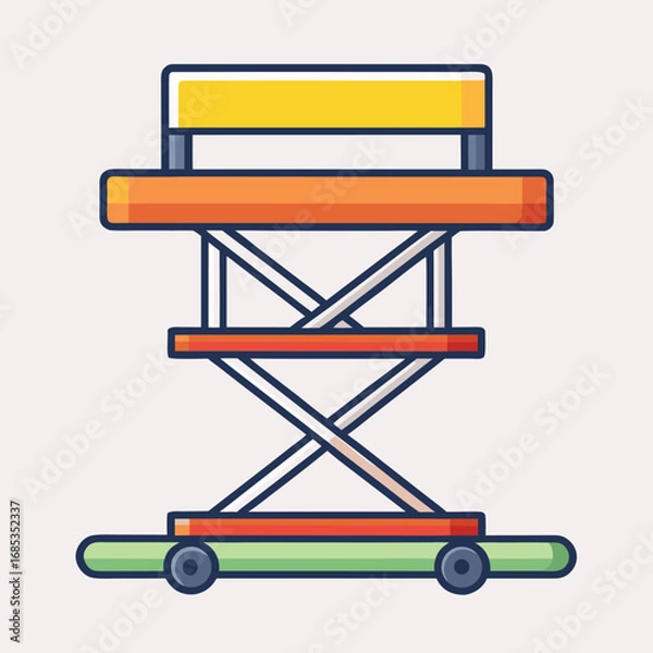 Fototapeta Stylized illustration of a scissor lift with yellow and orange platforms