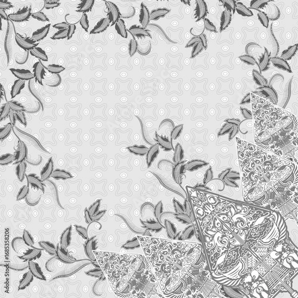 Fototapeta gray hijab design with wayang motif.