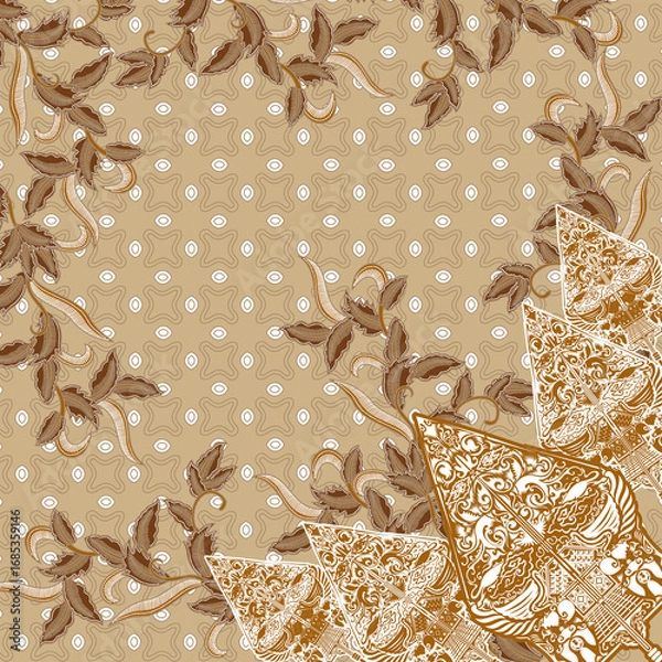 Fototapeta cream hijab design with wayang motif