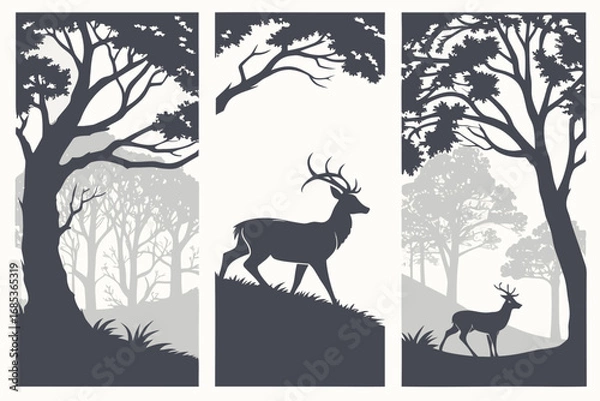 Obraz Forest Deer Shadow Illustrations
