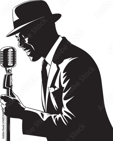 Fototapeta Frank Sinatra Silhouette Vector Illustration for Musical and Artistic Projects