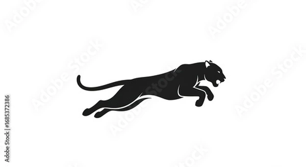 Fototapeta Black panther running silhouette