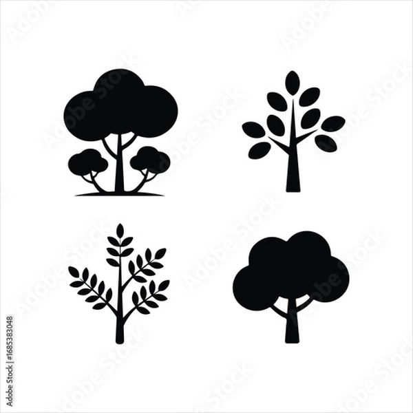 Obraz set of trees silhouettes