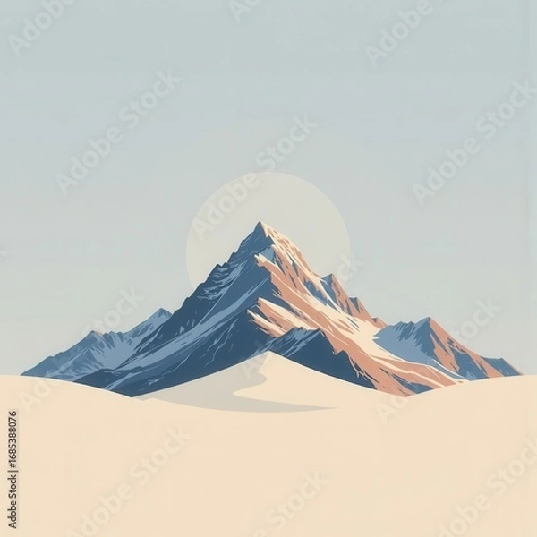 Fototapeta Minimalist Mountain Landscape with Soft Tones and Simple Design