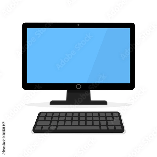 Fototapeta Icon of a black computer monitor with a keyboard.