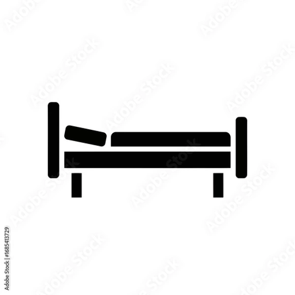 Fototapeta Simple black icon of a bed with a pillow