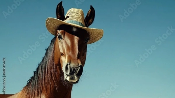 Obraz Horse Wearing Hat Outdoor