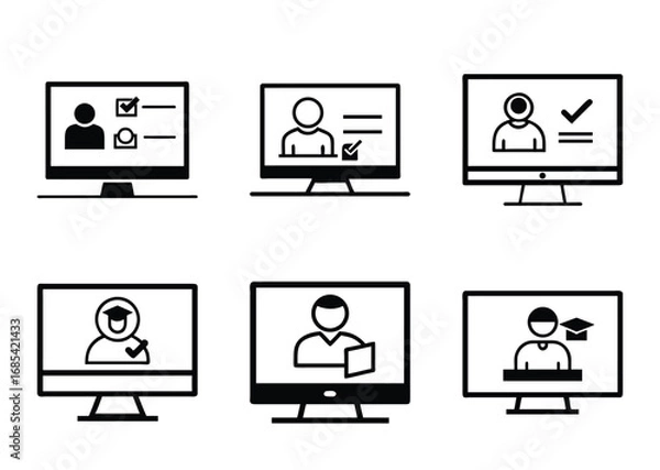 Obraz Online learning and education concepts presented on monitors and computer screens