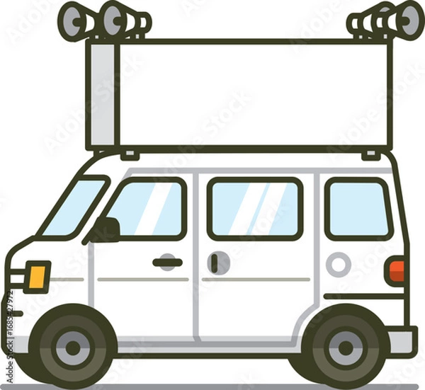 Fototapeta 真横の軽自動車（ワゴンの宣伝、選挙カー）のイラスト