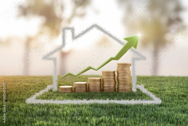 Obraz Real Estate Investment Growth: Illustrative Home Value Increase. AI Generated