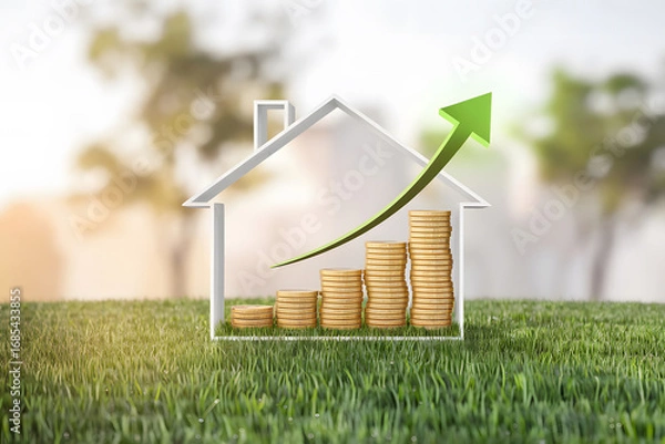 Fototapeta Rising Home Value: Investment Growth Visualized. AI Generated