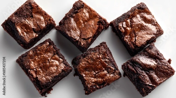 Fototapeta Delicious Platter of Multiple Brownies on White Background for Food Lovers