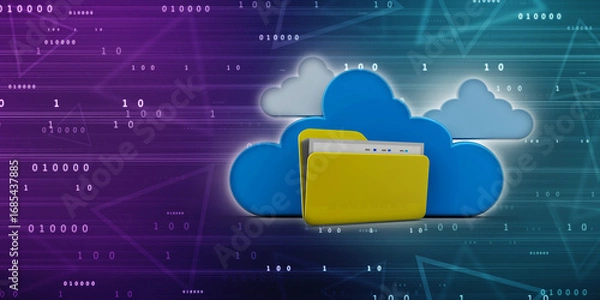 Fototapeta 3d rendering Cloud computing concept, Cloud internet technology concept background, Cloud computing and network security technology concept