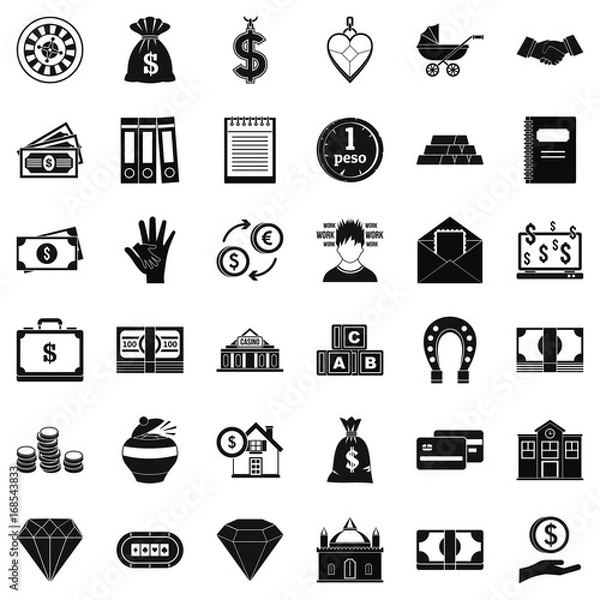 Fototapeta Bank deposit icons set, simple style