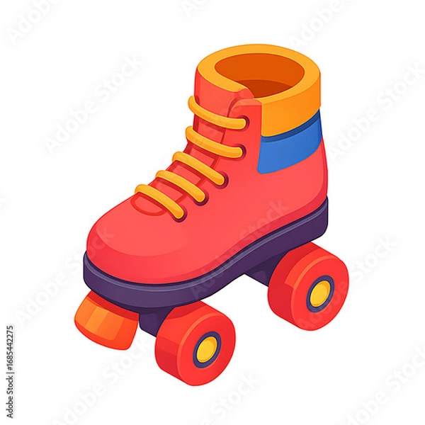 Fototapeta Colorful Retro Roller Skate Shoe Vector Illustration