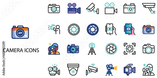 Obraz Camera simple concept 24 color icons set .Vector illustration.