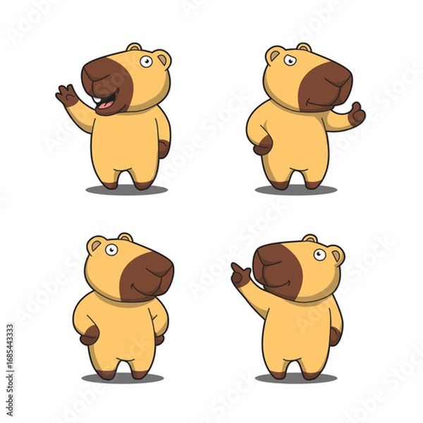 Obraz A set of cute Capybara vector illustrations