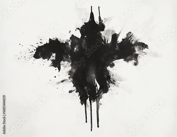 Obraz Abstract ink blot, radiating splatter, centered, drips