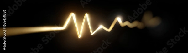 Fototapeta Gold price surge concept with glowing zigzag line on black background showing market trend