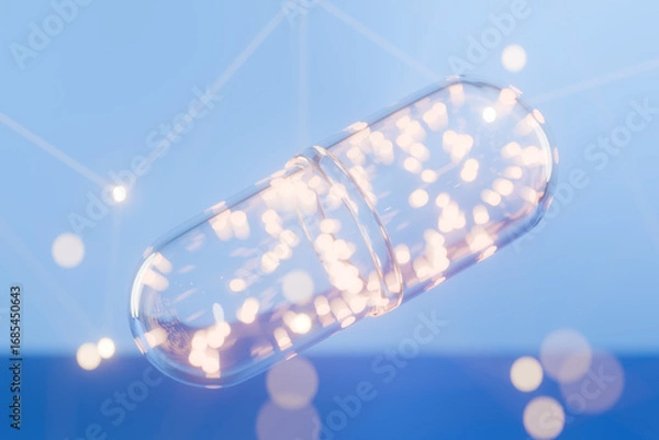 Obraz Sparkling capsule a symbol of health and wellness. 3d rendering