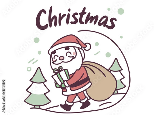 Fototapeta Festive Christmas Wreath Border Design for Holiday Projects , A charming, hand-drawn Christmas wreath graphic, perfect for invitations, cards, or social media posts.