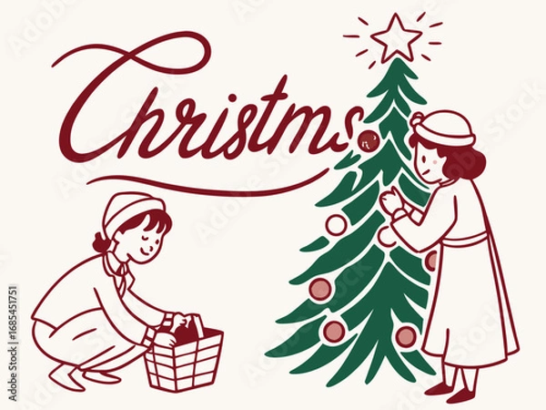 Fototapeta Festive Christmas Wreath Border Design for Holiday Projects , A charming, hand-drawn Christmas wreath graphic, perfect for invitations, cards, or social media posts.