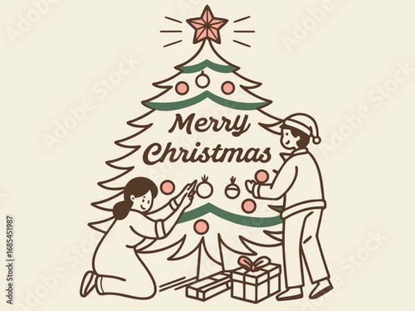 Fototapeta Festive Christmas Wreath Border Design for Holiday Projects , A charming, hand-drawn Christmas wreath graphic, perfect for invitations, cards, or social media posts.