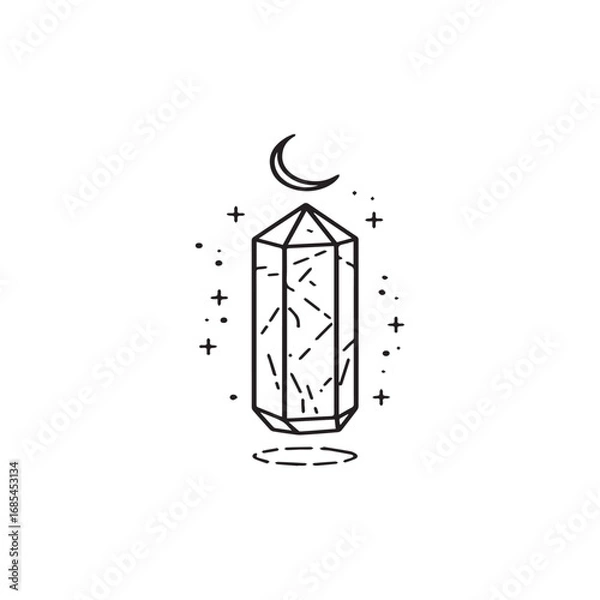 Obraz Floating Moon Crystal Line Icon

