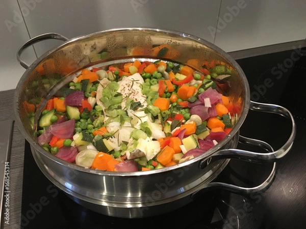 Obraz Gedünstetes Gemüse mit Fisch