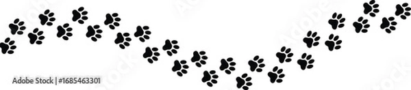 Fototapeta Vector illustration of a seamless grass pattern with a black cat and dog paw print for a football or soccer game design