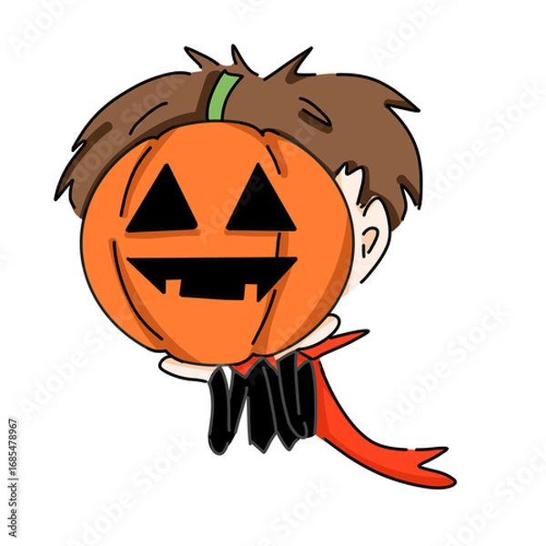 Obraz Halloween pumpkin head with vampire costume
