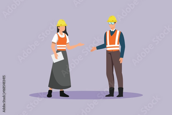 Obraz Safety at work Concept. Colored flat vector illustration isolated
