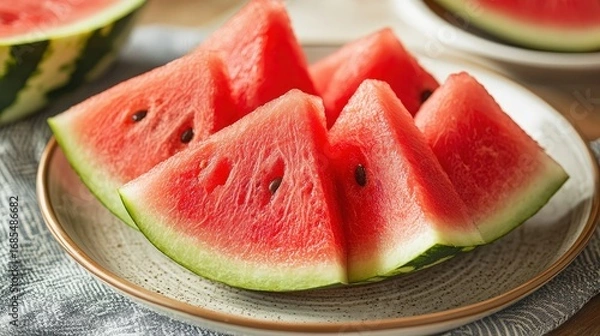 Obraz Fresh Watermelon Slices on Plate