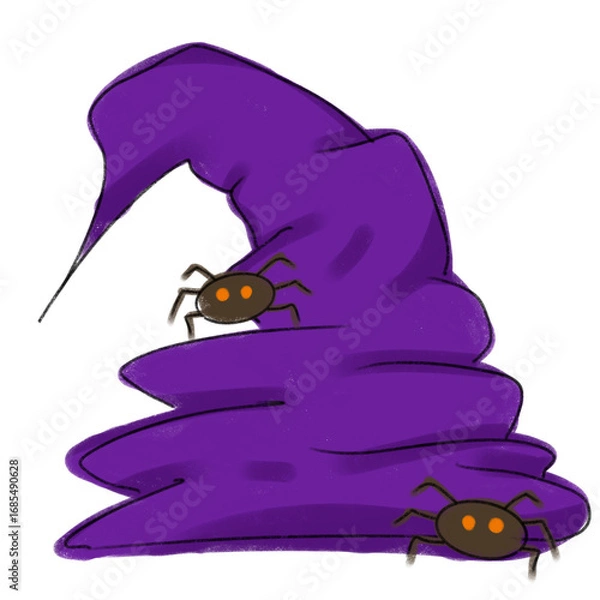 Obraz purple halloween hat with spiders 