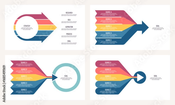 Fototapeta Business infographic template. Arrow charts with five options, steps. Vector chart.