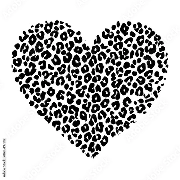 Fototapeta A dark heart shape filled with tiny, repeating leopard-print patterns