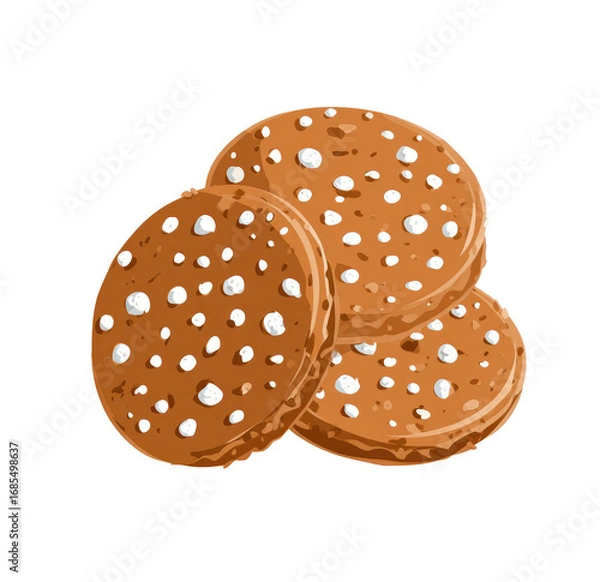 Fototapeta Stacked round cookies with white dots